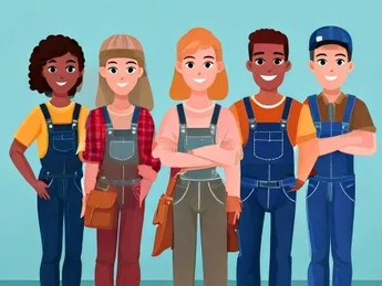 KI-generiertes Bild - Azubis als Cartoon abgebildet